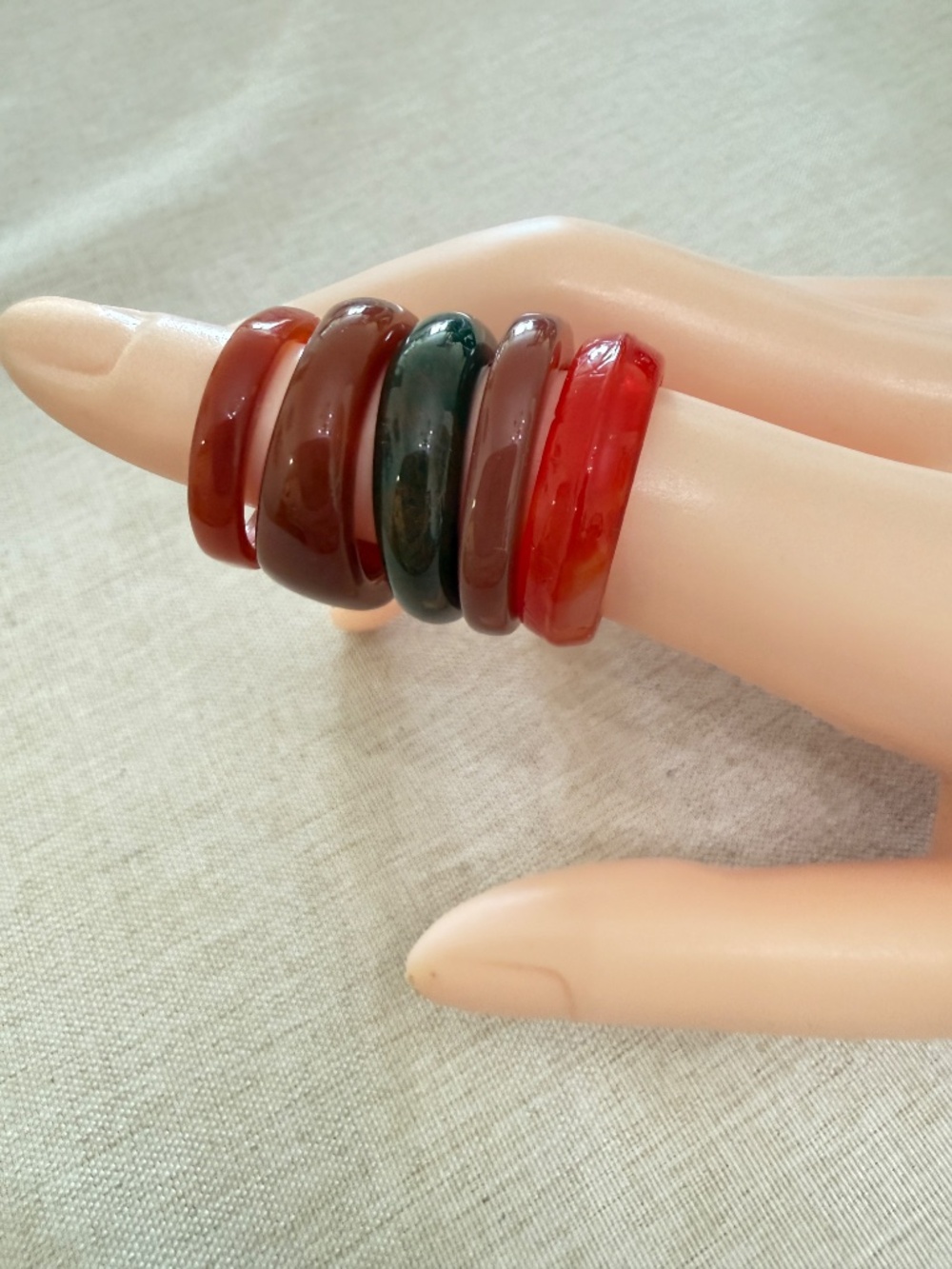 Rings for Every Finger 5 Agate Rings Carnelian and Black Onyx